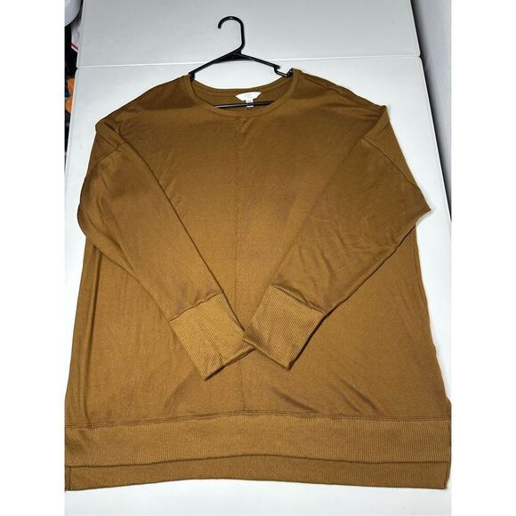 Time and Tru Brown Mustard Crewneck Sweater Size 3XL(22) Long Sleeve - Picture 5 of 10